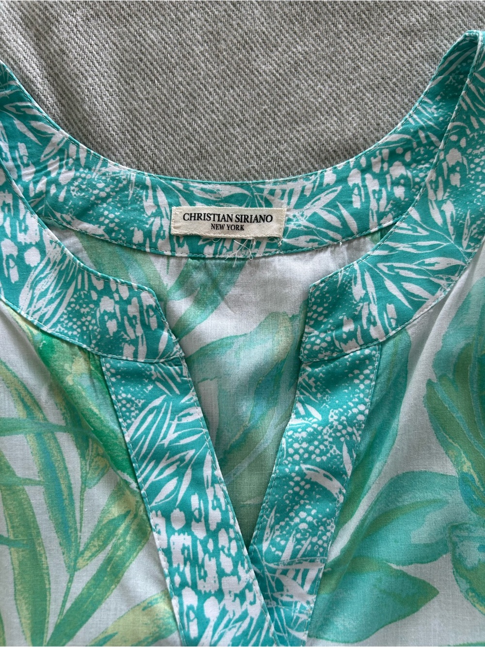 CHRISTIAN SIRIANO Cotton Tropical Top Sleeveless Hawaiian Halter Tunic Top M/L - Picture 5 of 7